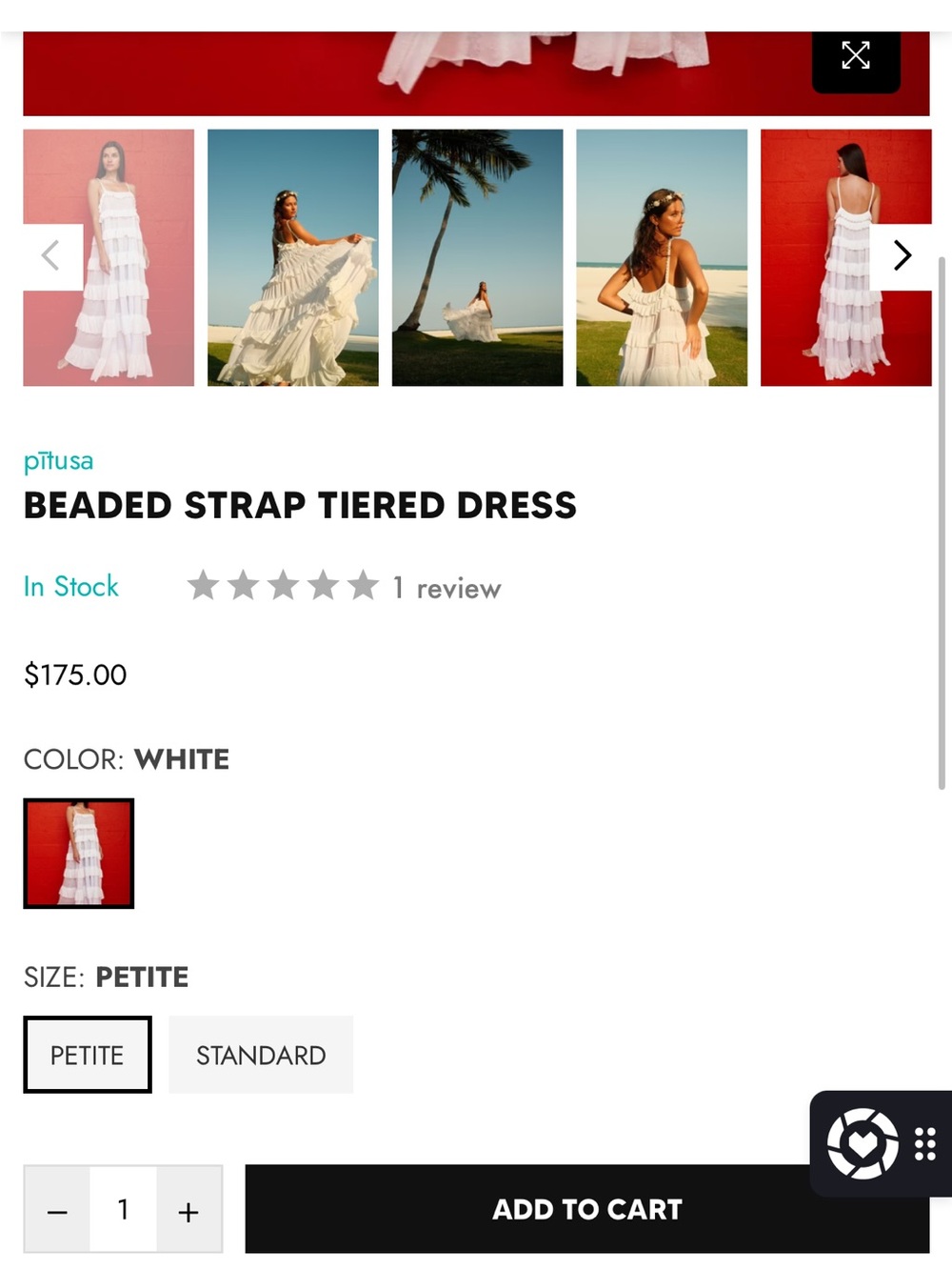 Pitusa Beaded Strap Tiered Dress White Standard - NWT - Picture 7 of 14